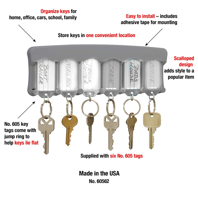 Lucky Line Key Tag Rack, Pack of 6, Clear (60562) - Image 4